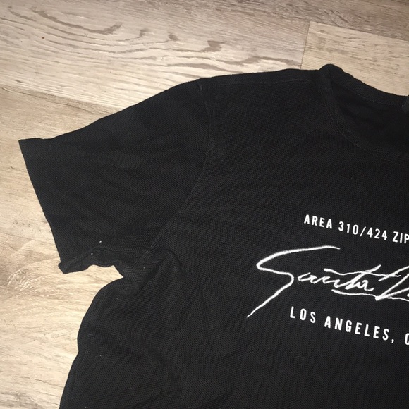 H&M black and white short sleeves tshirt Santa Monica LA California size medium - Picture 2 of 11